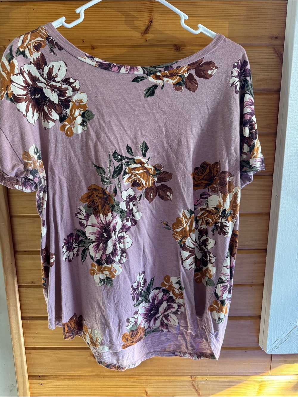 Floral Scoop Neck Women's Top - Mauve Floral